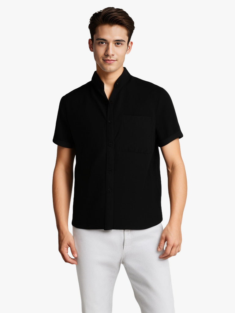 Solid-color Short-sleeved Lapel Shirt