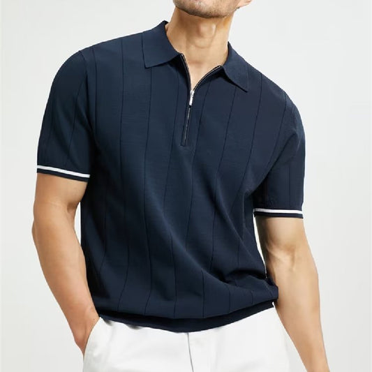 Short-sleeved Polo Zipper T-shirt