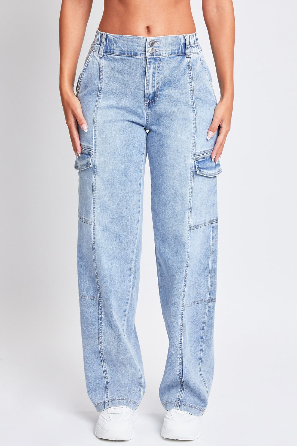 High-Rise Straight Cut Cargo Jeans