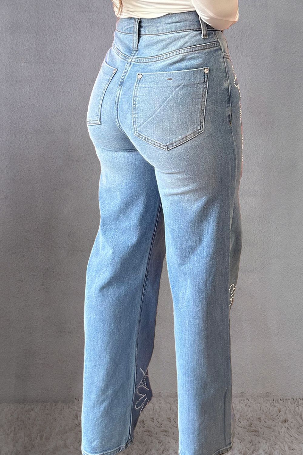 Bedazzled Flowers Straight Jeans