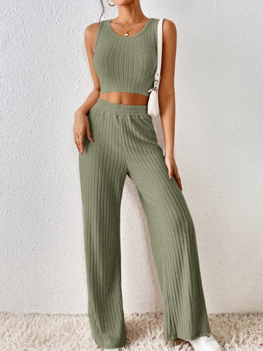 Basic Baddie Ribbed Tank and Pants Set