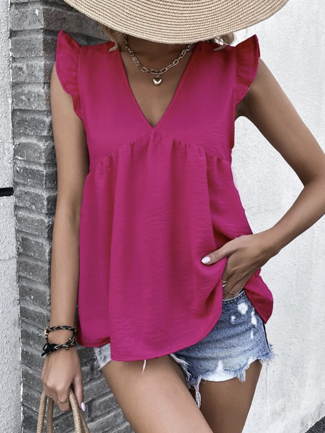 Ruffled V-Neck Blouse