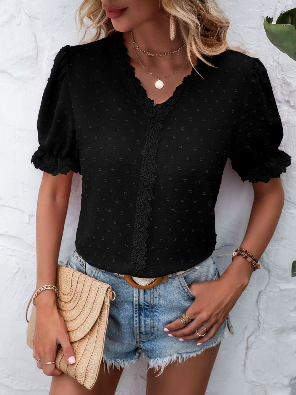 V-Neck Flounce Blouse