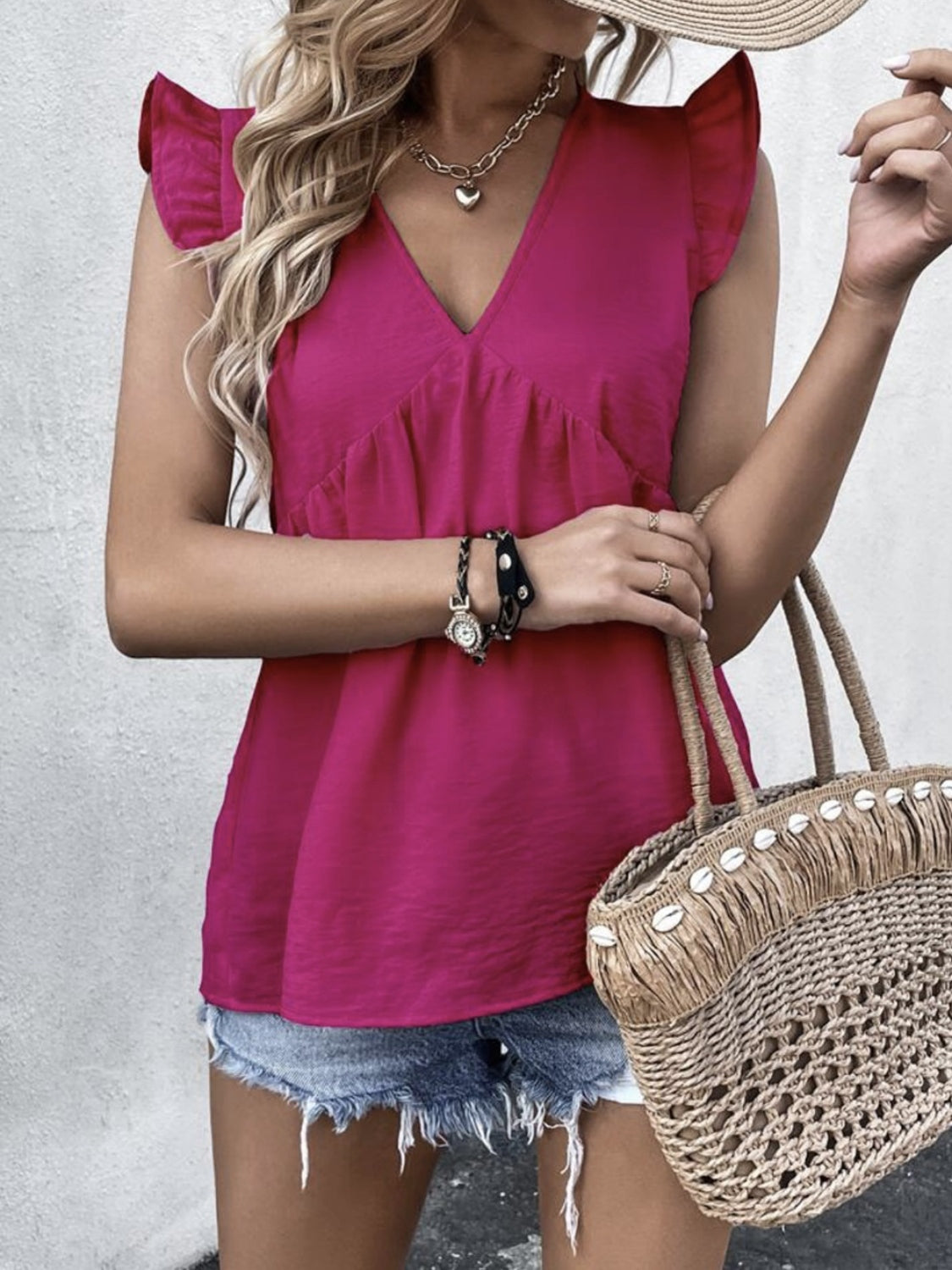 Ruffled V-Neck Blouse