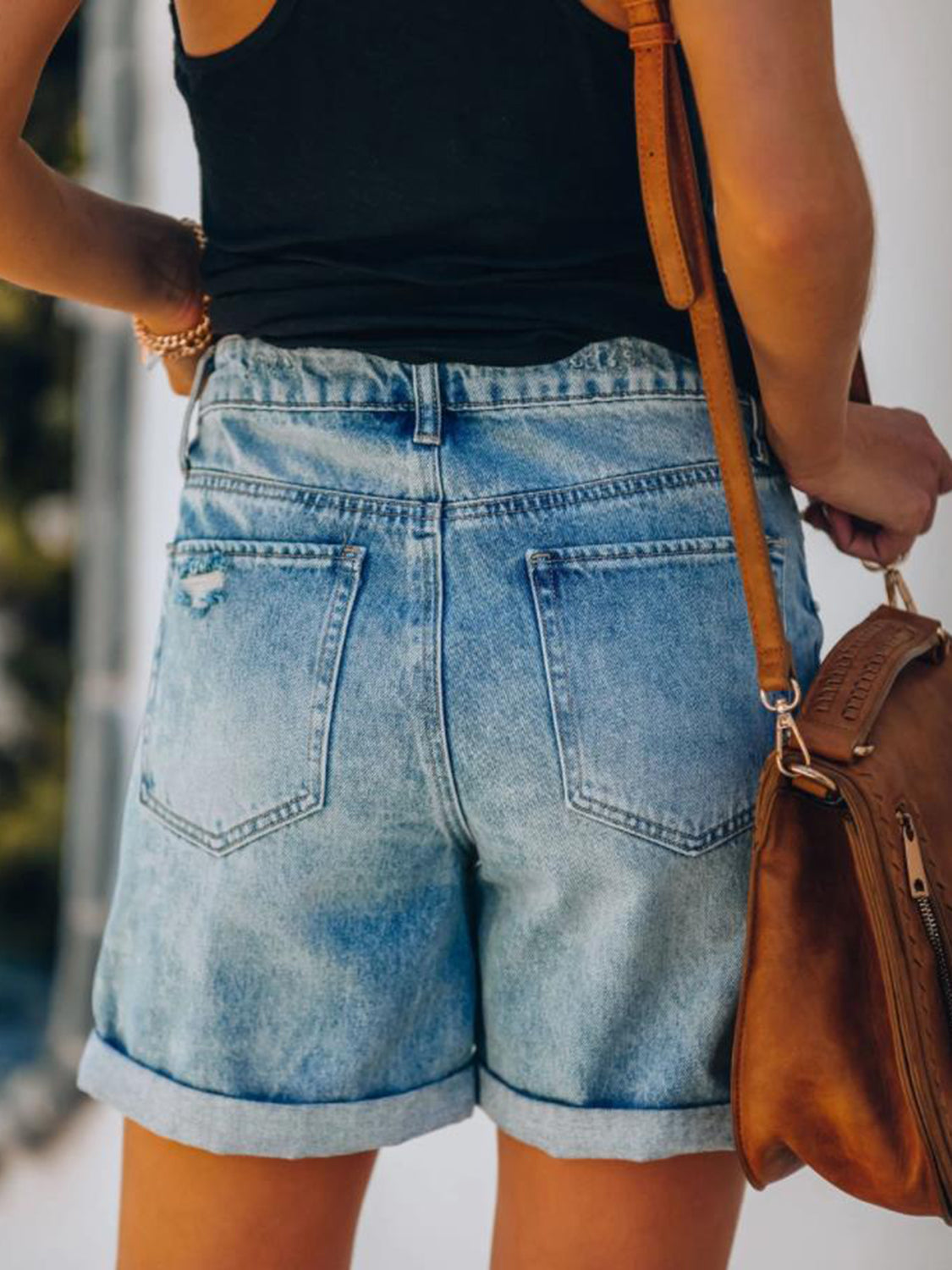 Distressed Denim Shorts