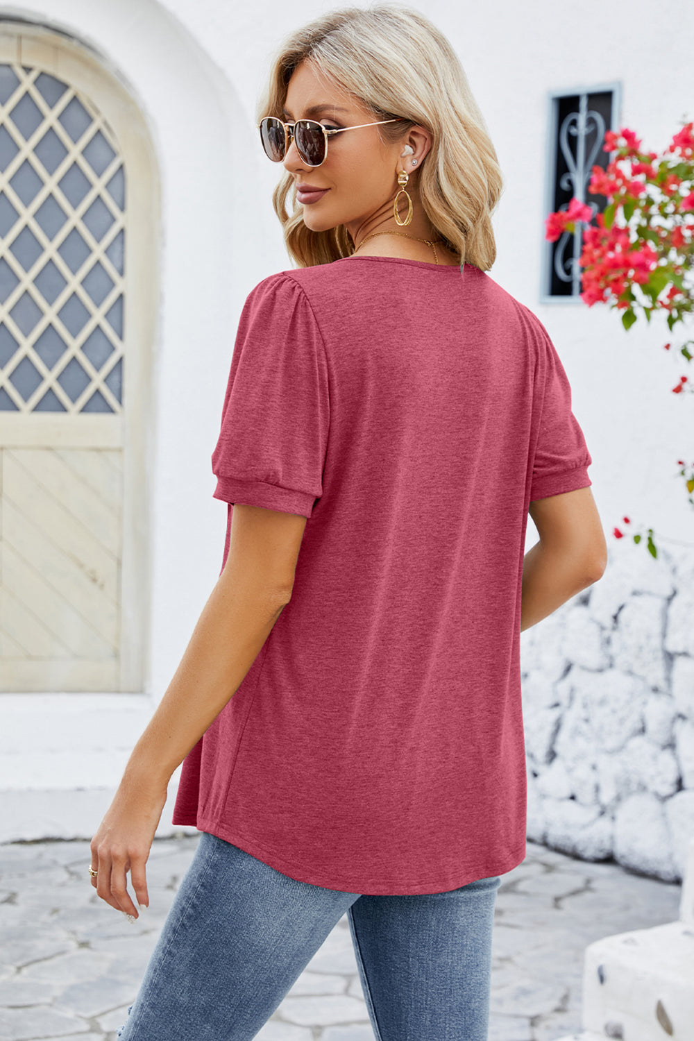 Ruched Short Sleeve Blouse