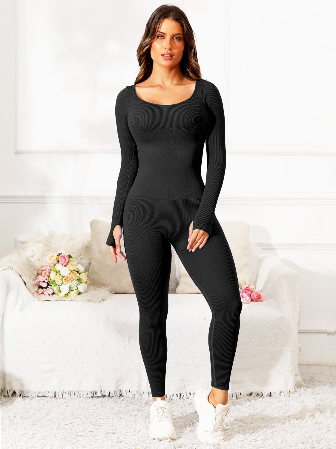 Baddie Long Sleeve Active Jumpsuit