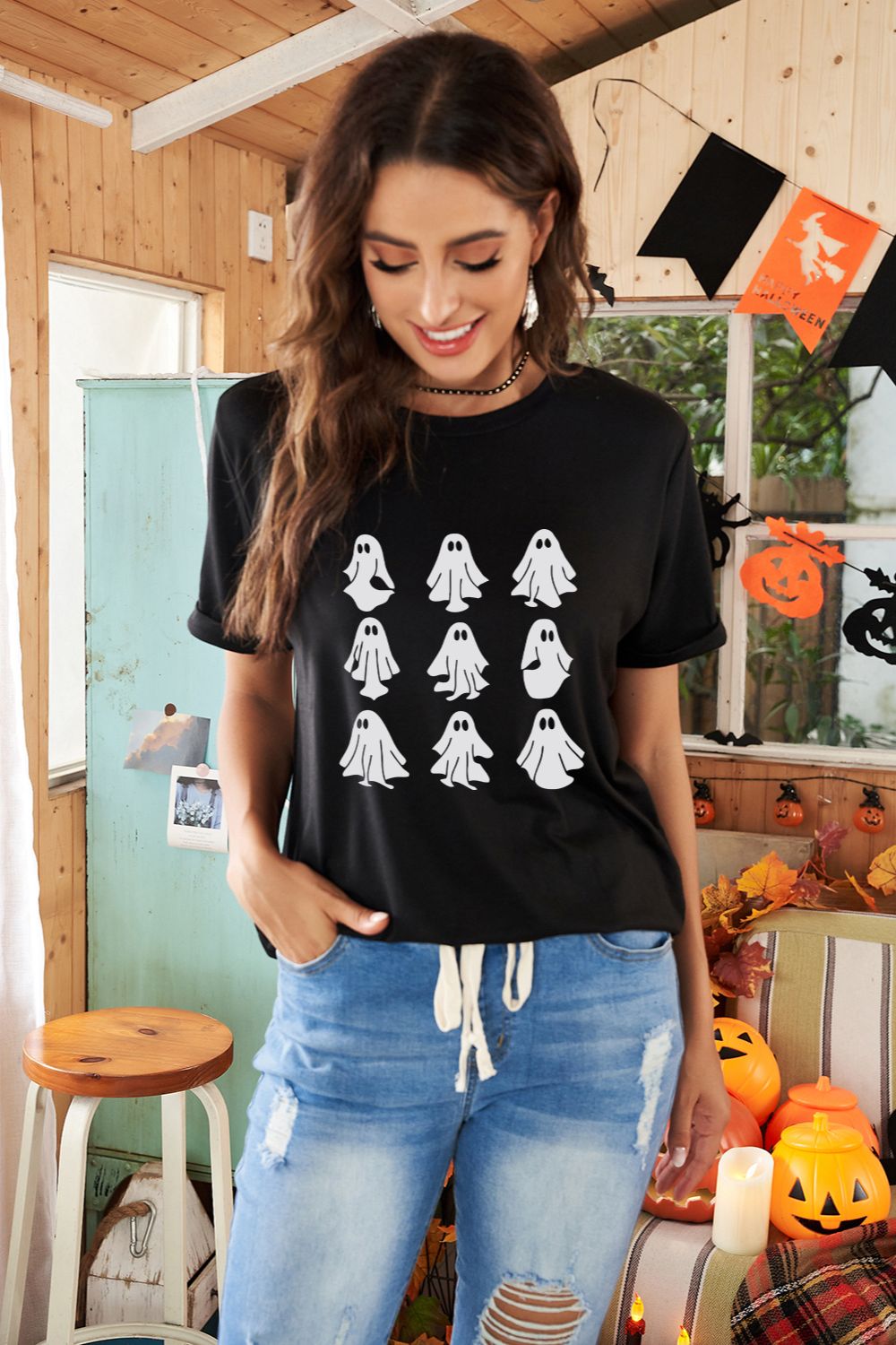 Ghost in a Row Graphic T-Shirt