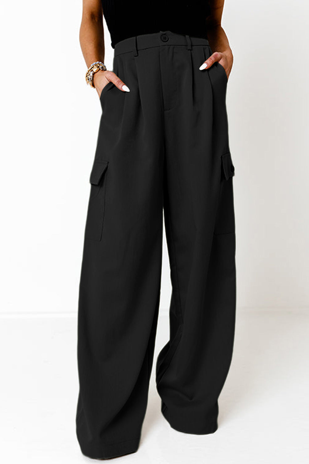 Pleated Wide Leg Buisness Casual Pants