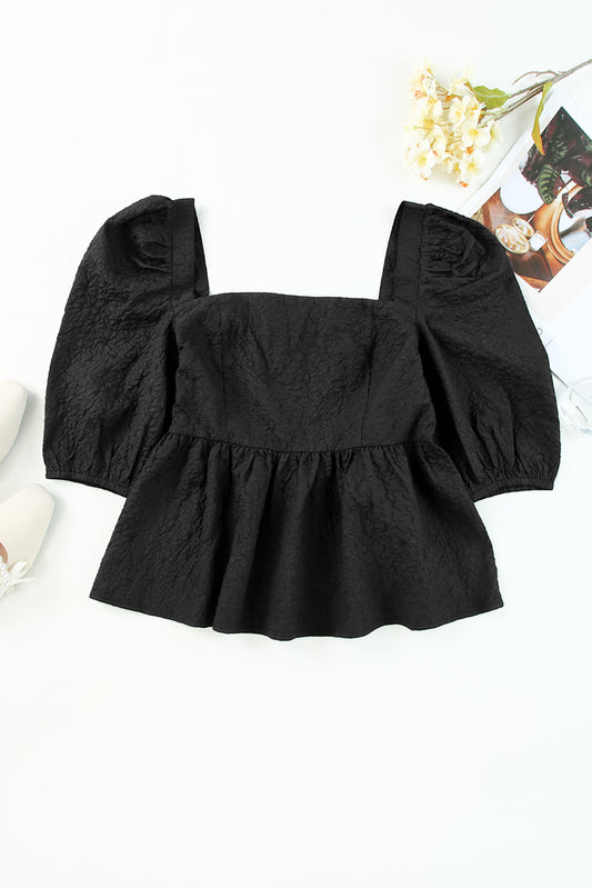 Square Neck Peplum Blouse