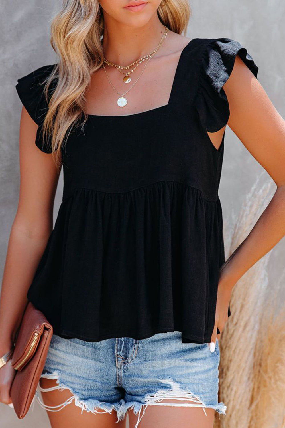 Ruffled Square Neck Blouse