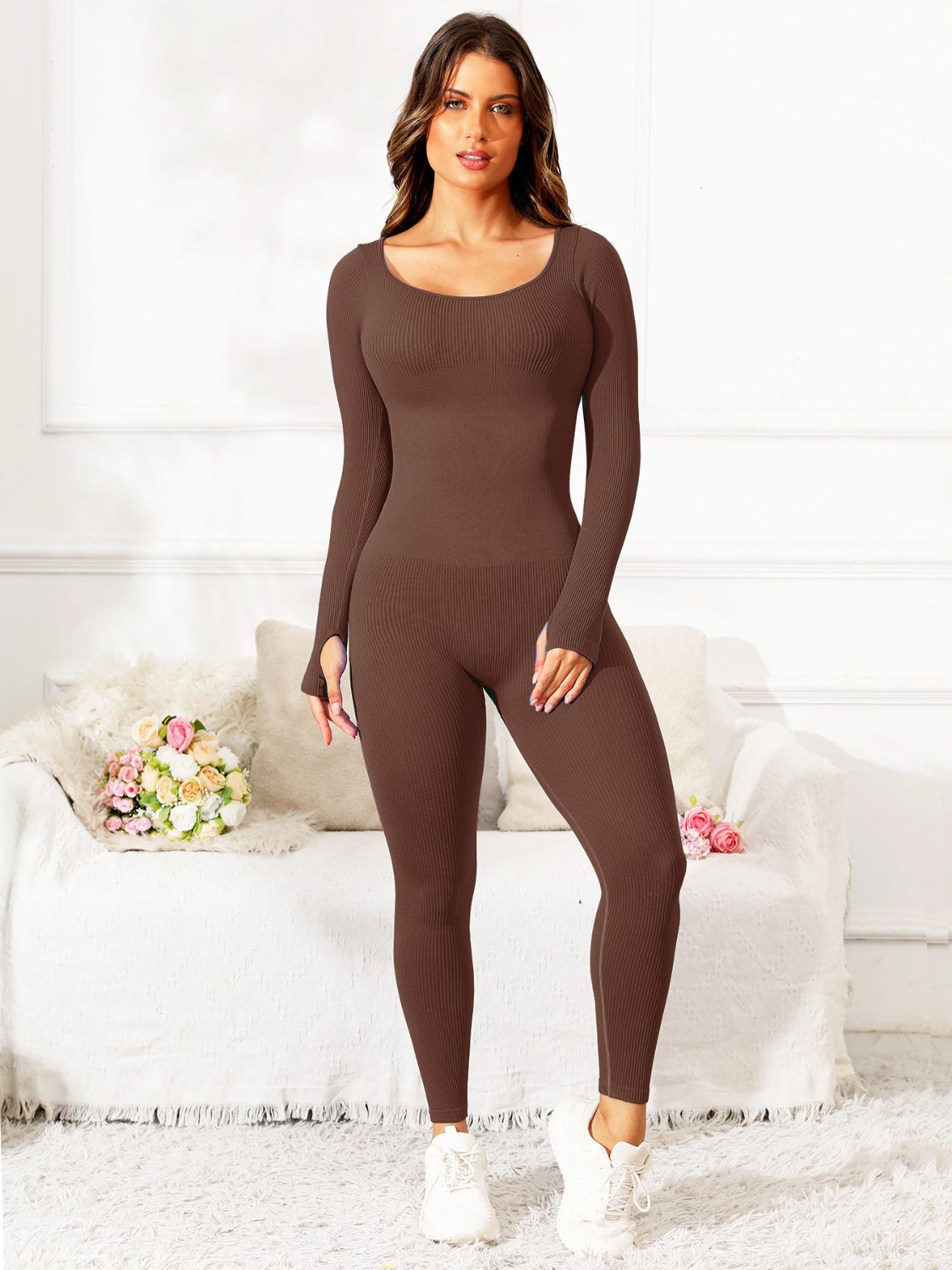 Baddie Long Sleeve Active Jumpsuit