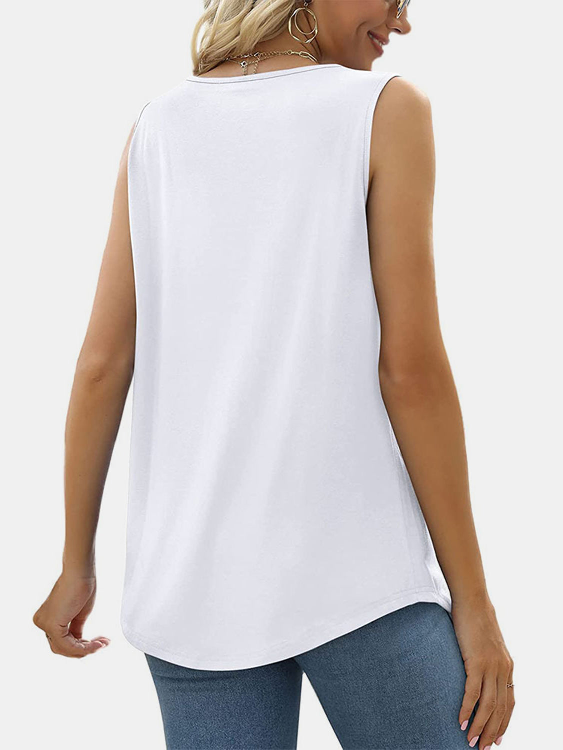 Pleated Square Neck Tank