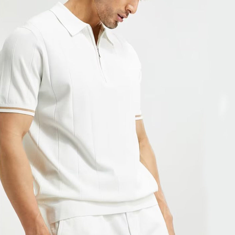 Short-sleeved Polo Zipper T-shirt