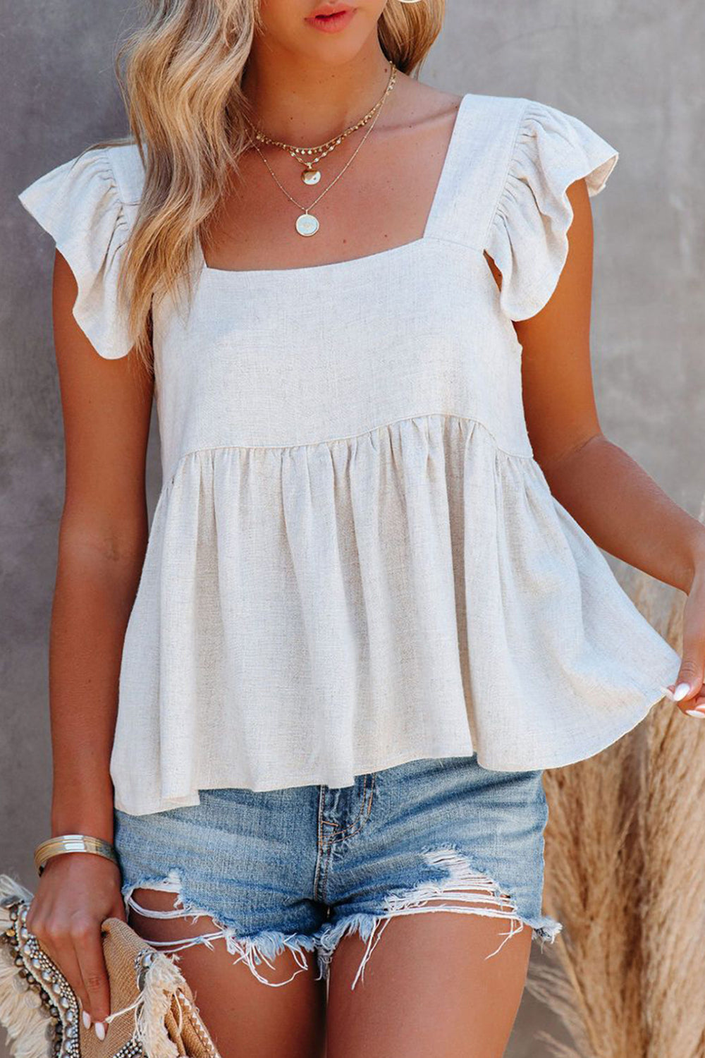 Ruffled Square Neck Blouse