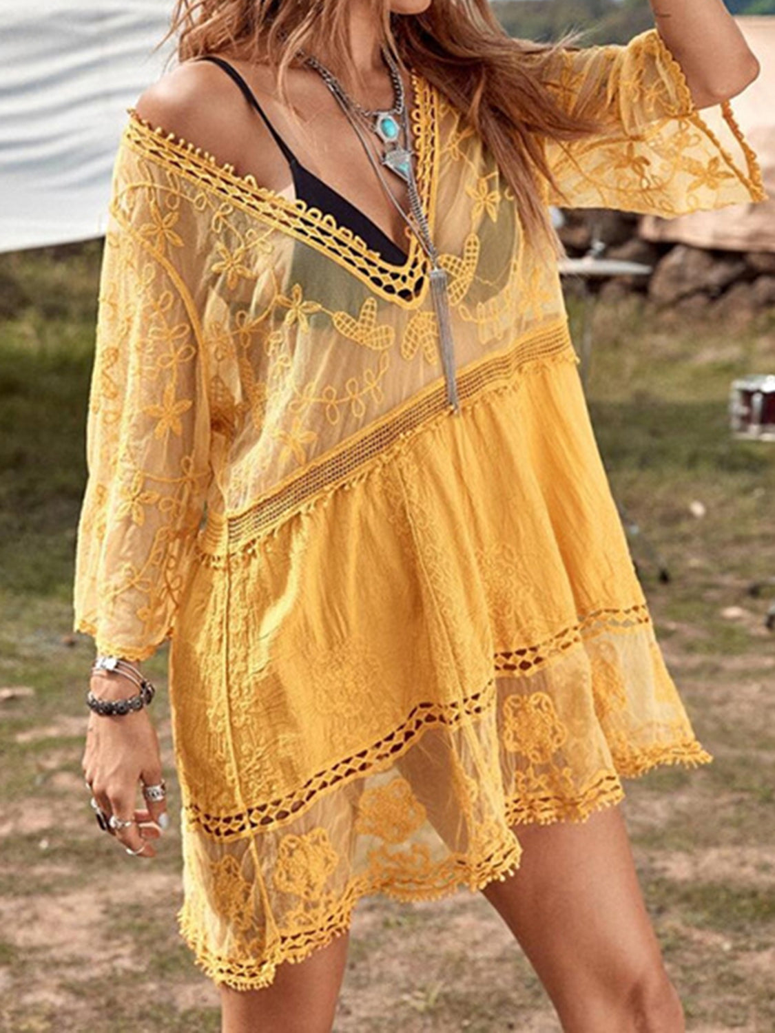 Lace Detail Cover-Up Dress