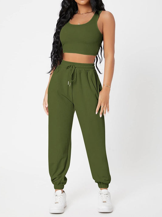 Activewear Top and Drawstring Joggers Set