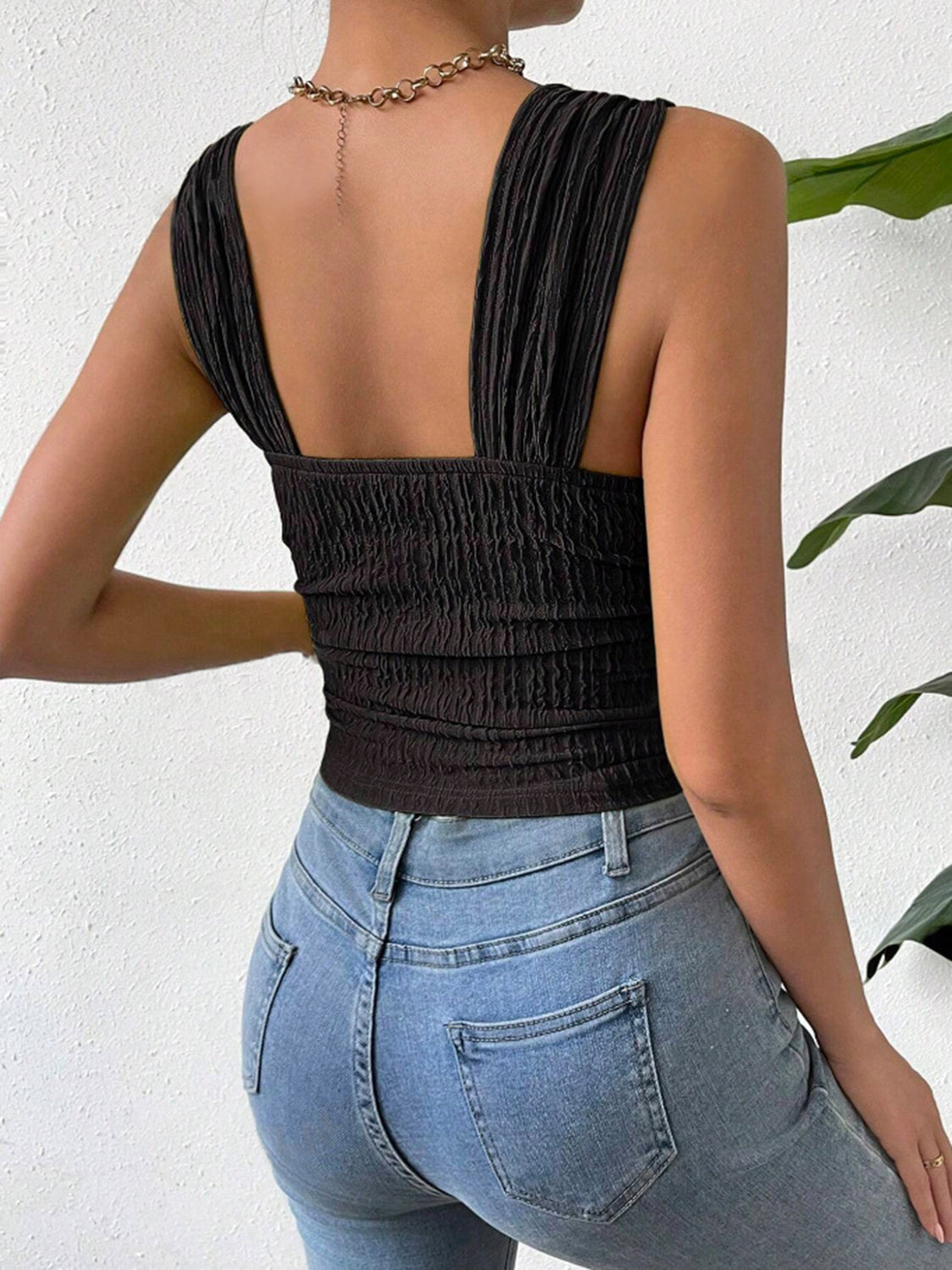 Beautiful Textured Wide Strap Tank