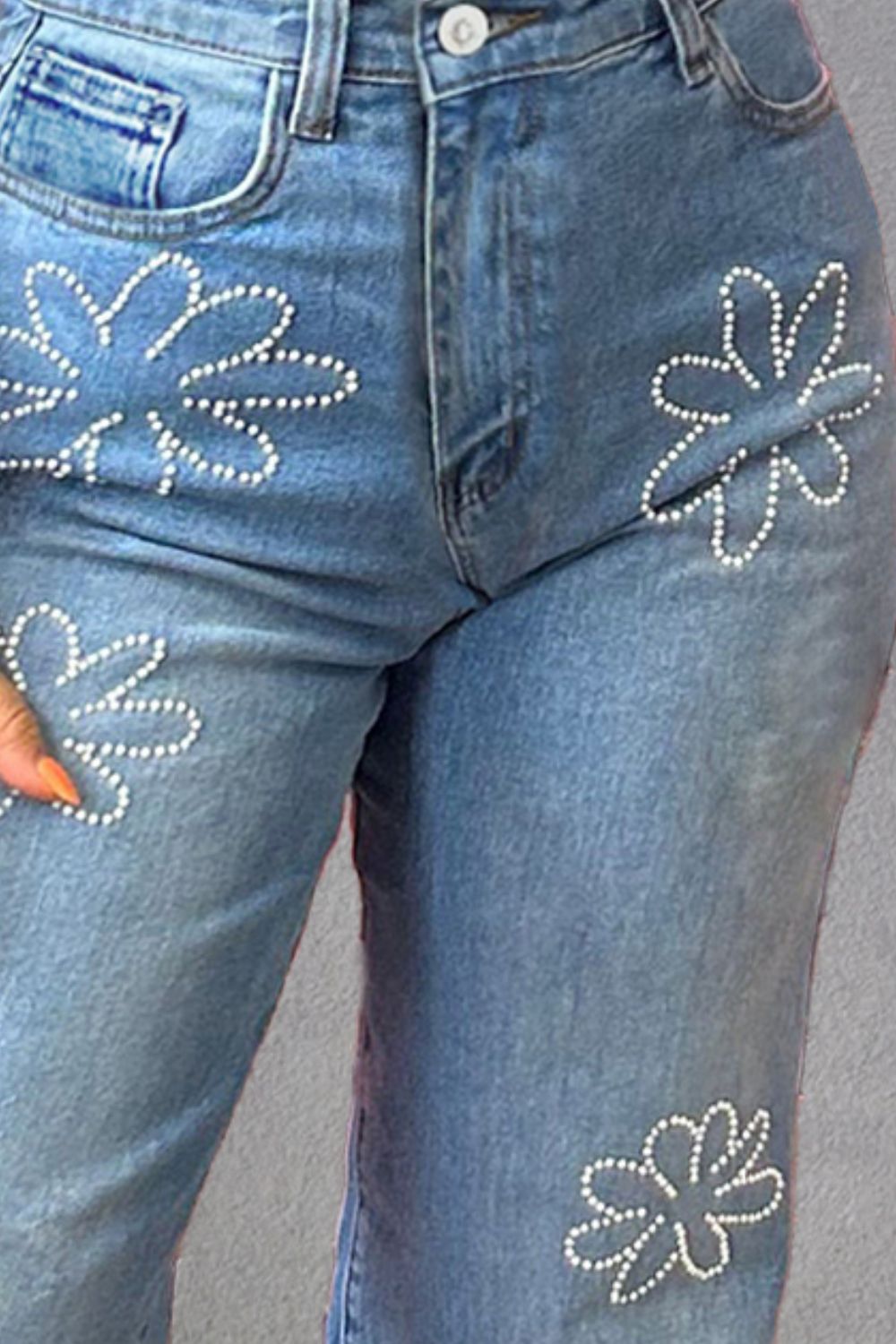 Bedazzled Flowers Straight Jeans