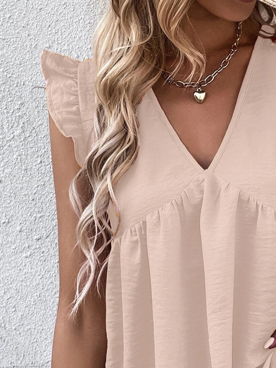 Ruffled V-Neck Blouse