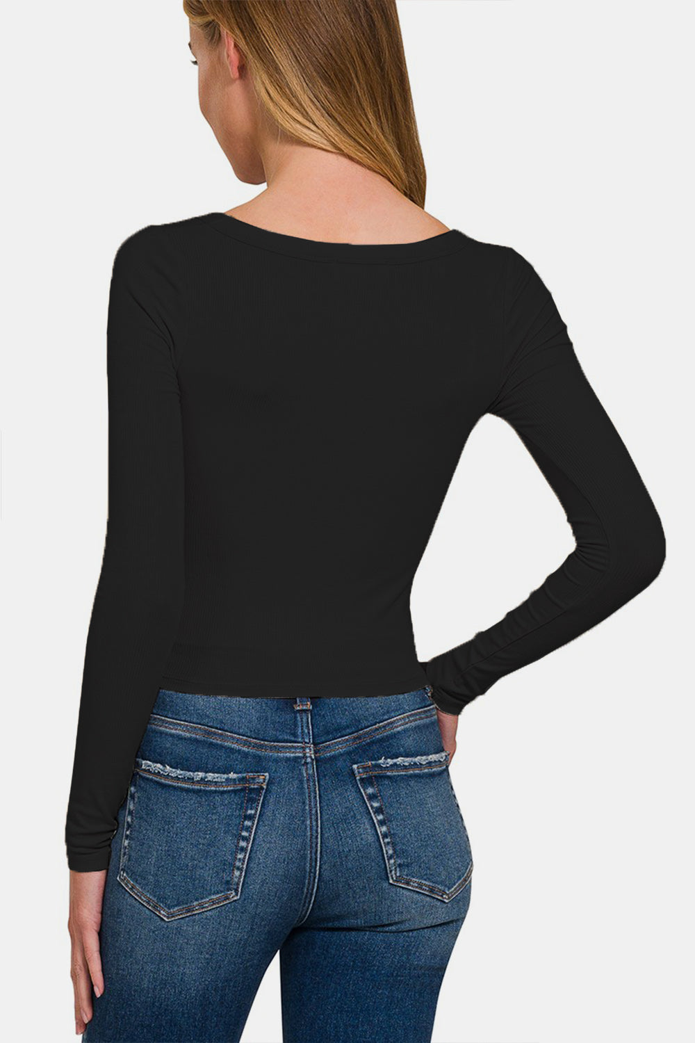 Scoop Neck Black Long Sleeve