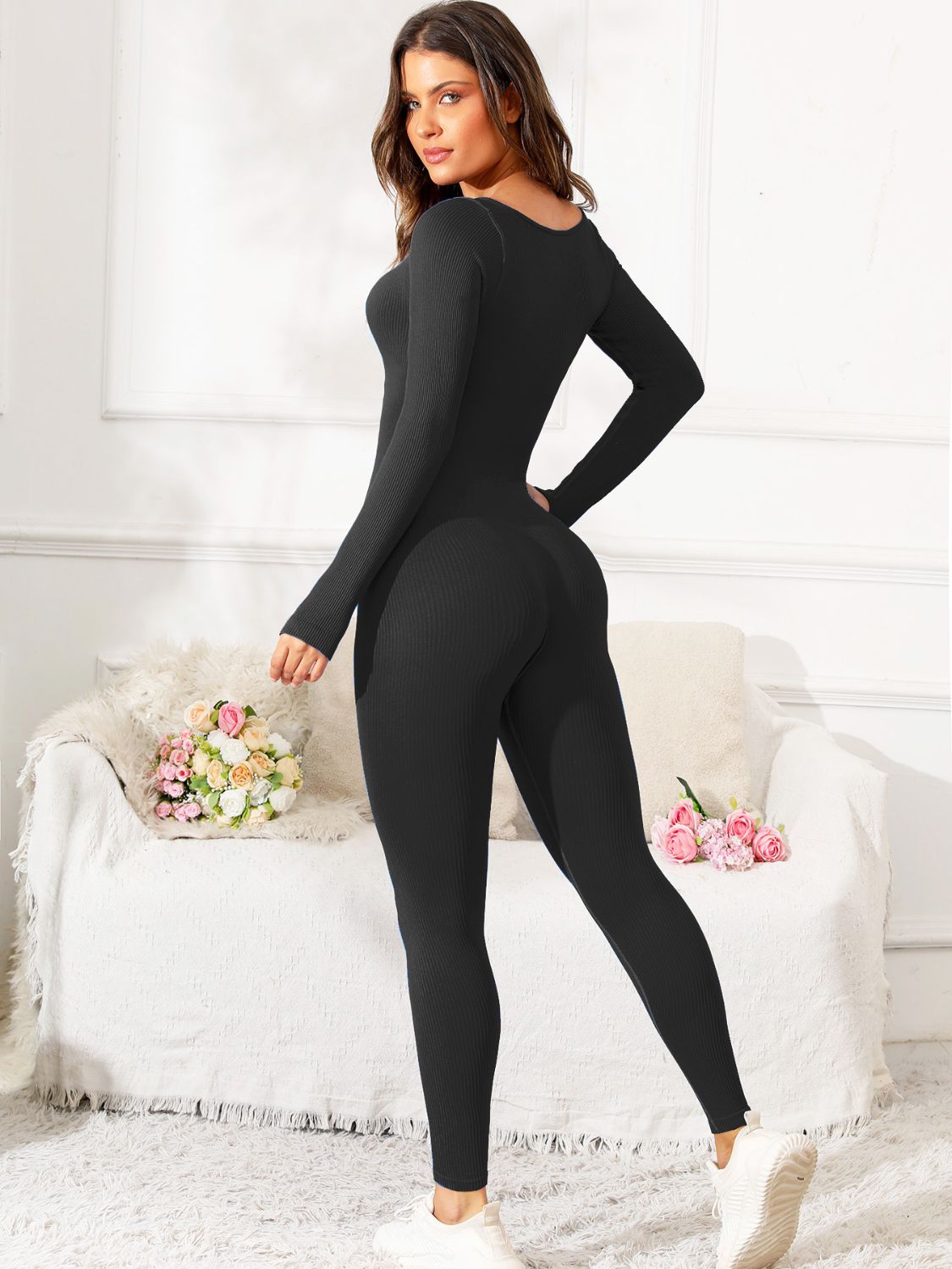 Baddie Long Sleeve Active Jumpsuit