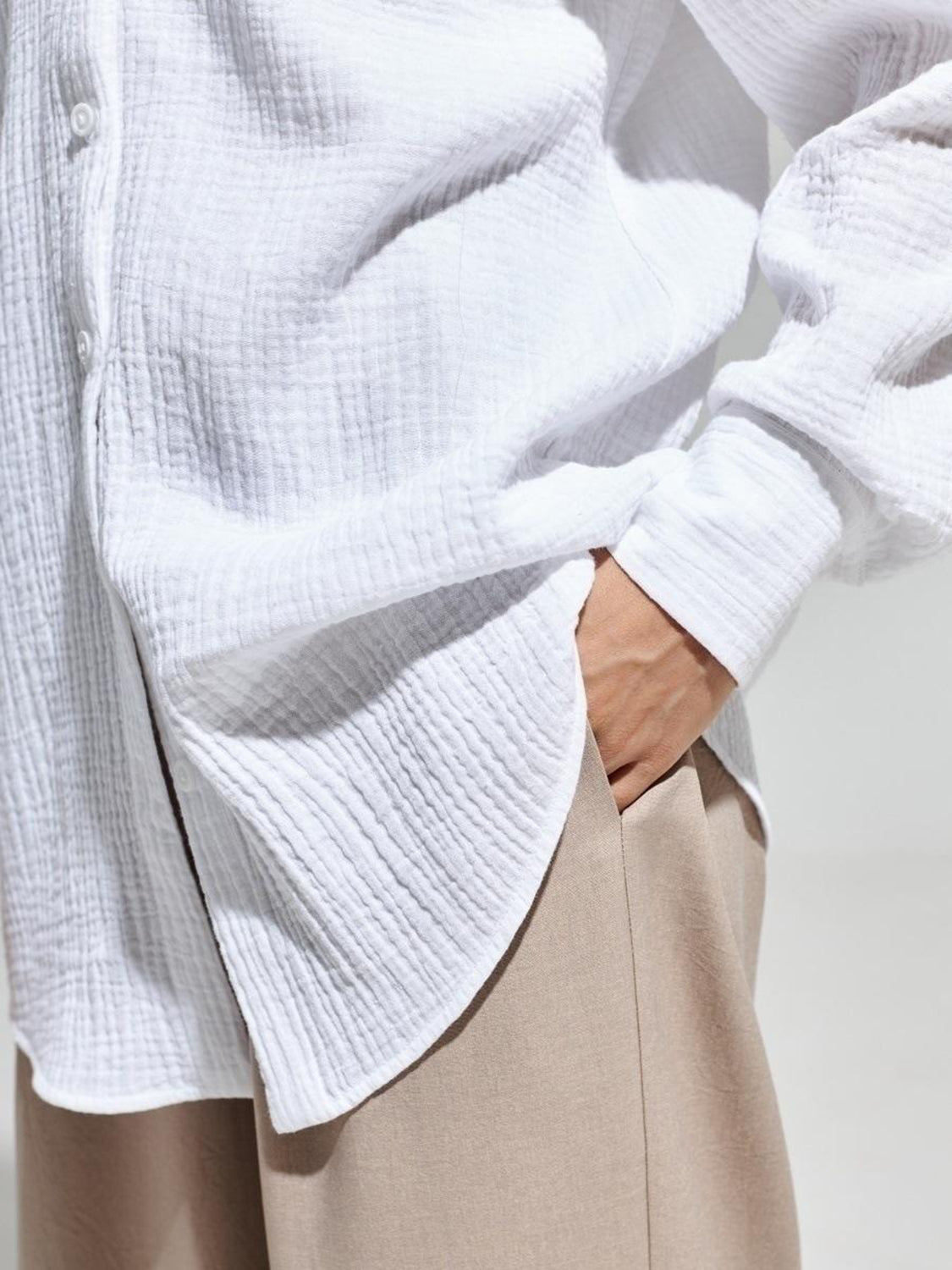 Textured Collared Long Sleeve Shirt