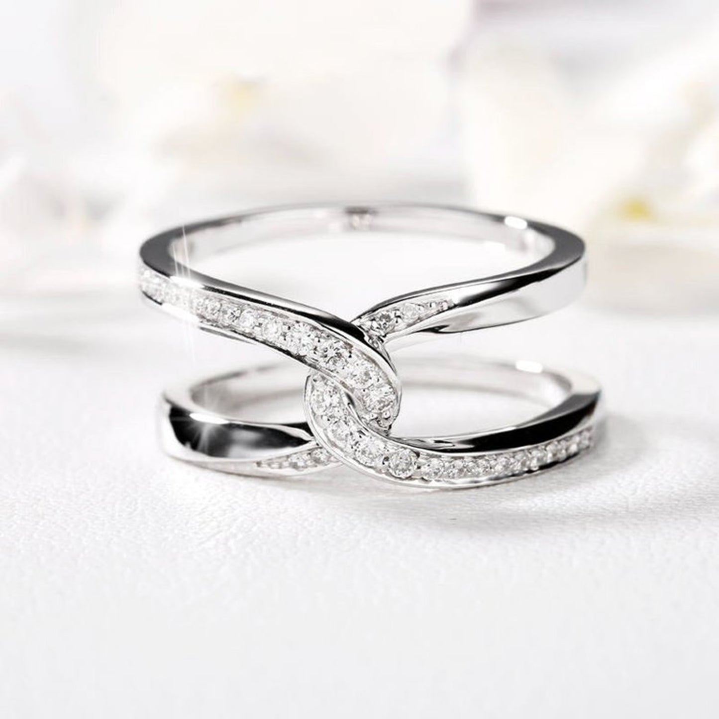 Entwined Double-layered Silver Ring