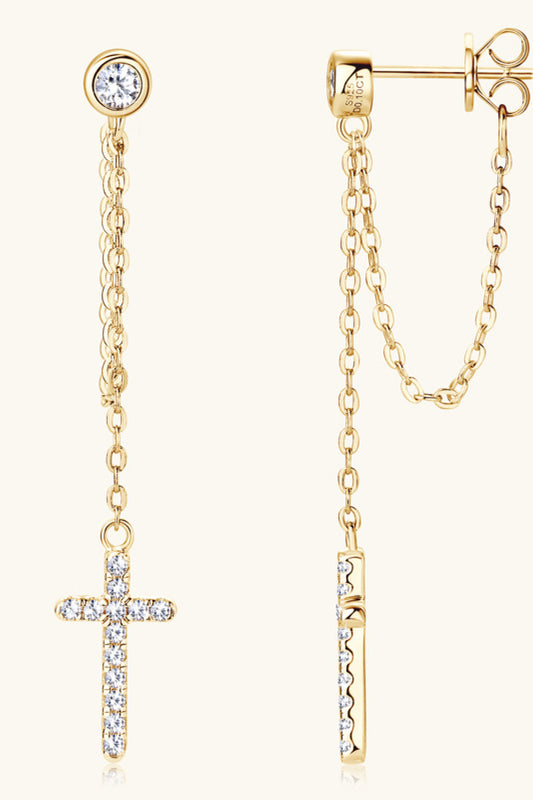 Cross Chain Earrings