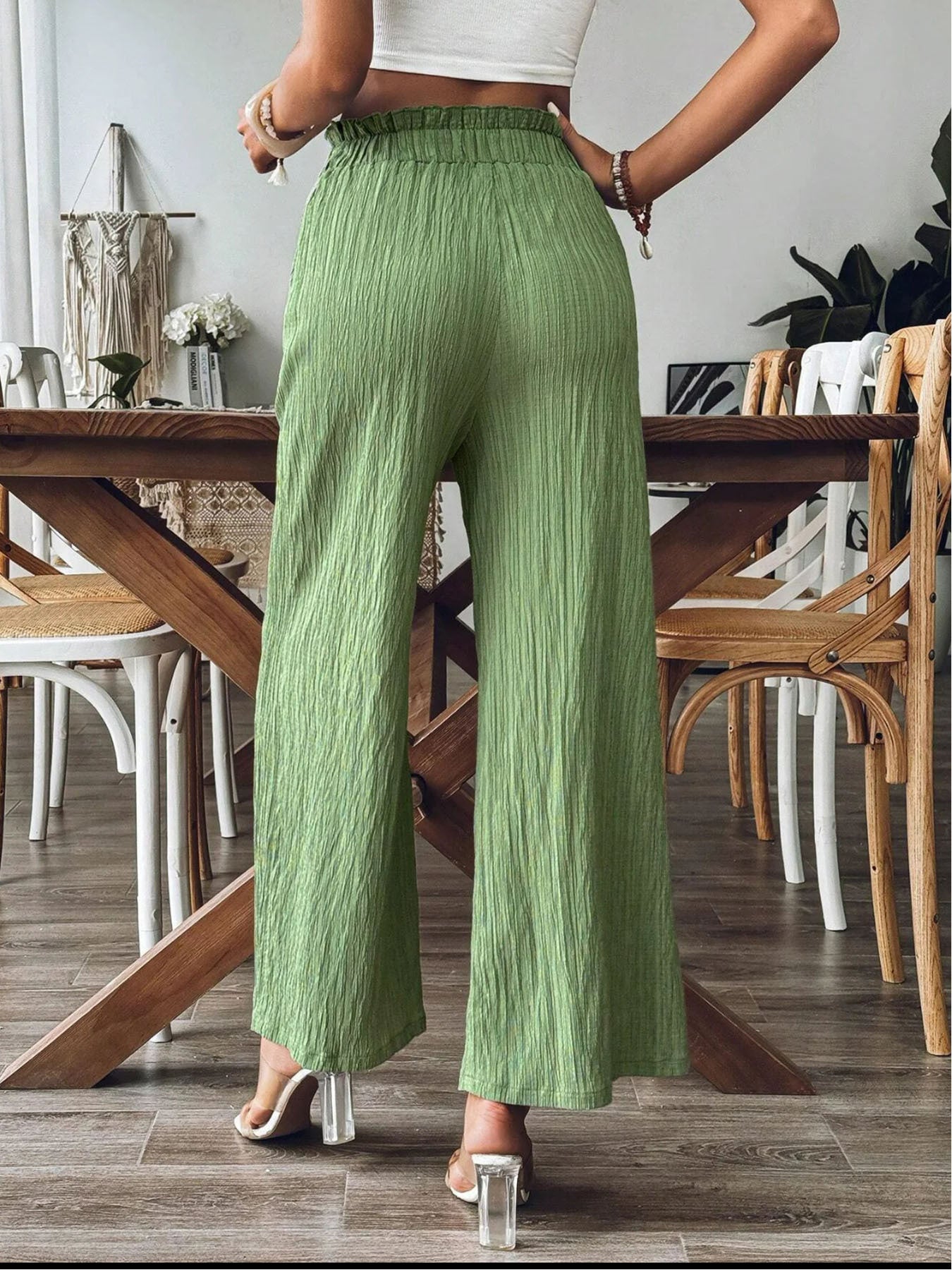 Elastic Waist Casual Wide Leg Pants