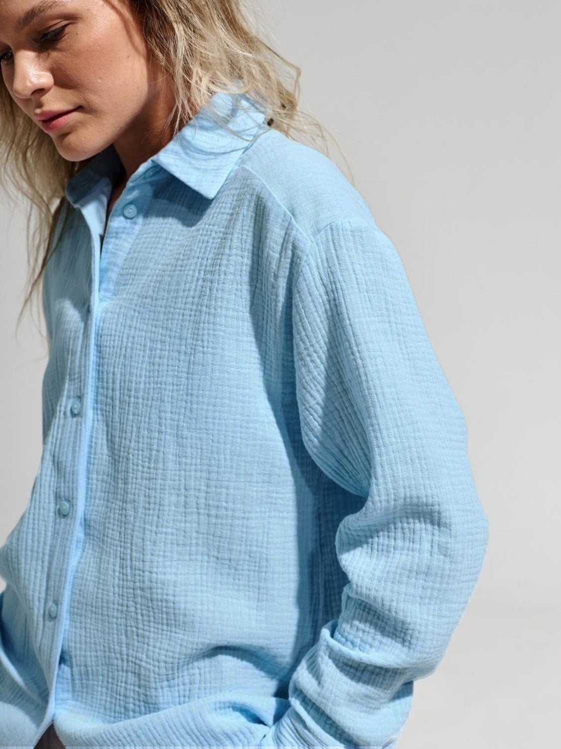 Textured Collared Long Sleeve Shirt