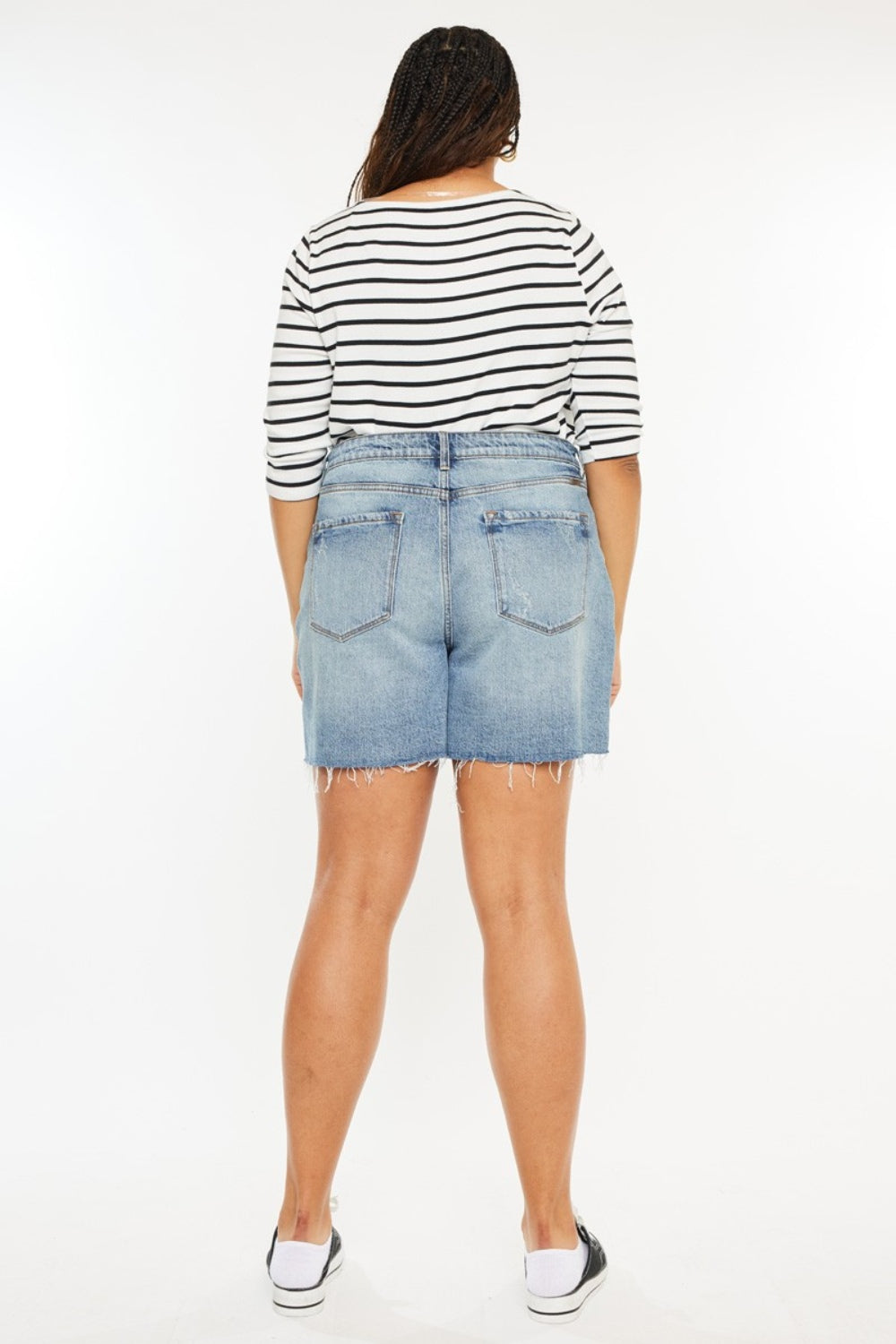 Raw Hem High Waisted Denim Shorts