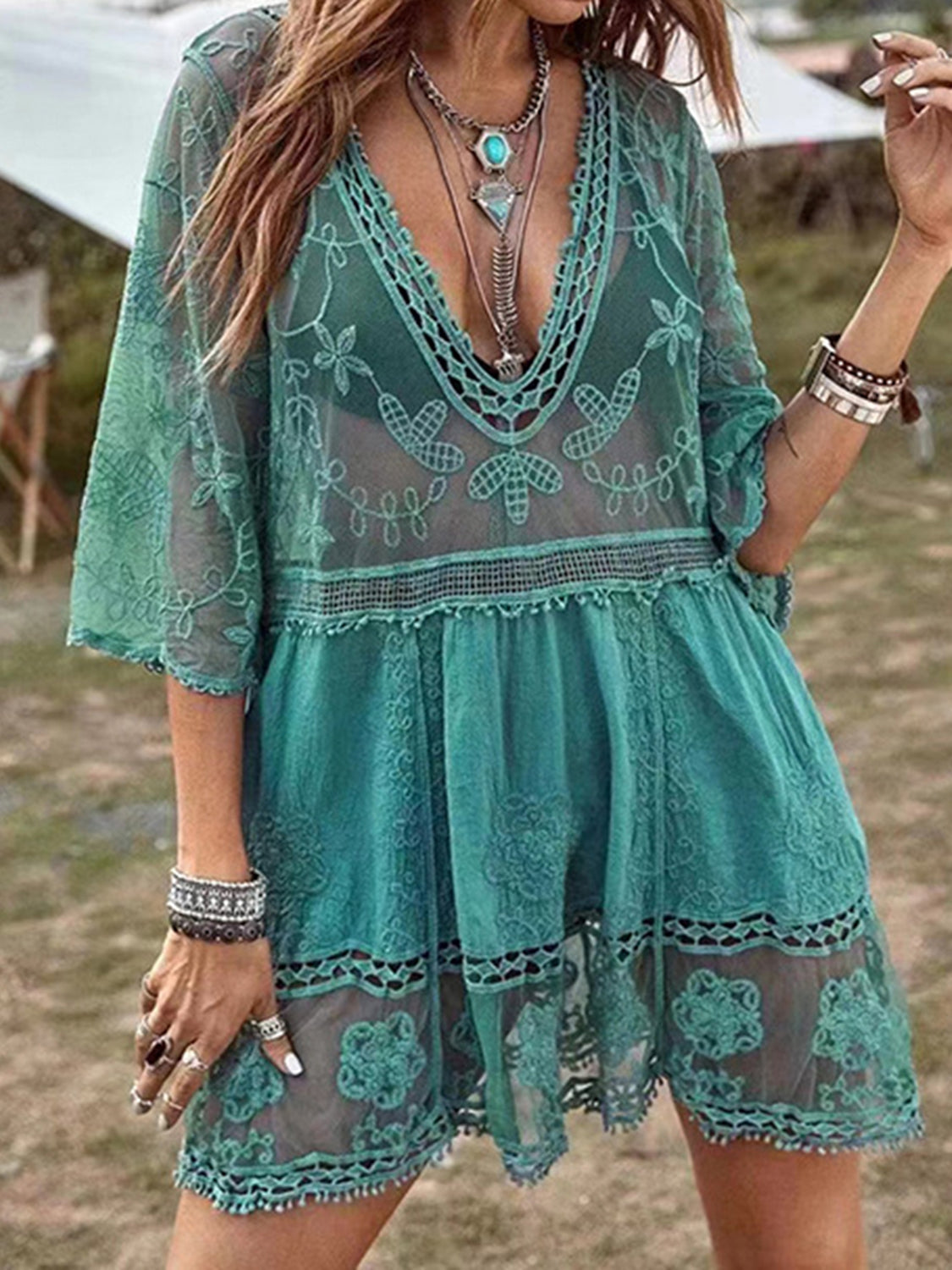 Lace Detail Cover-Up Dress