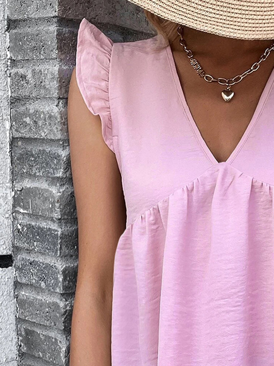 Ruffled V-Neck Blouse