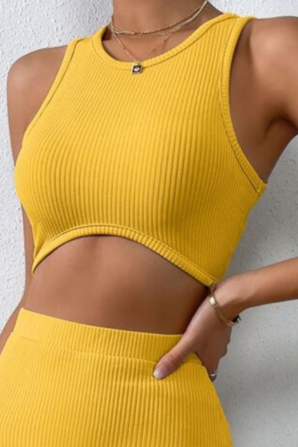 Such a Serve Ribbed Tank and Slit Skirt Set