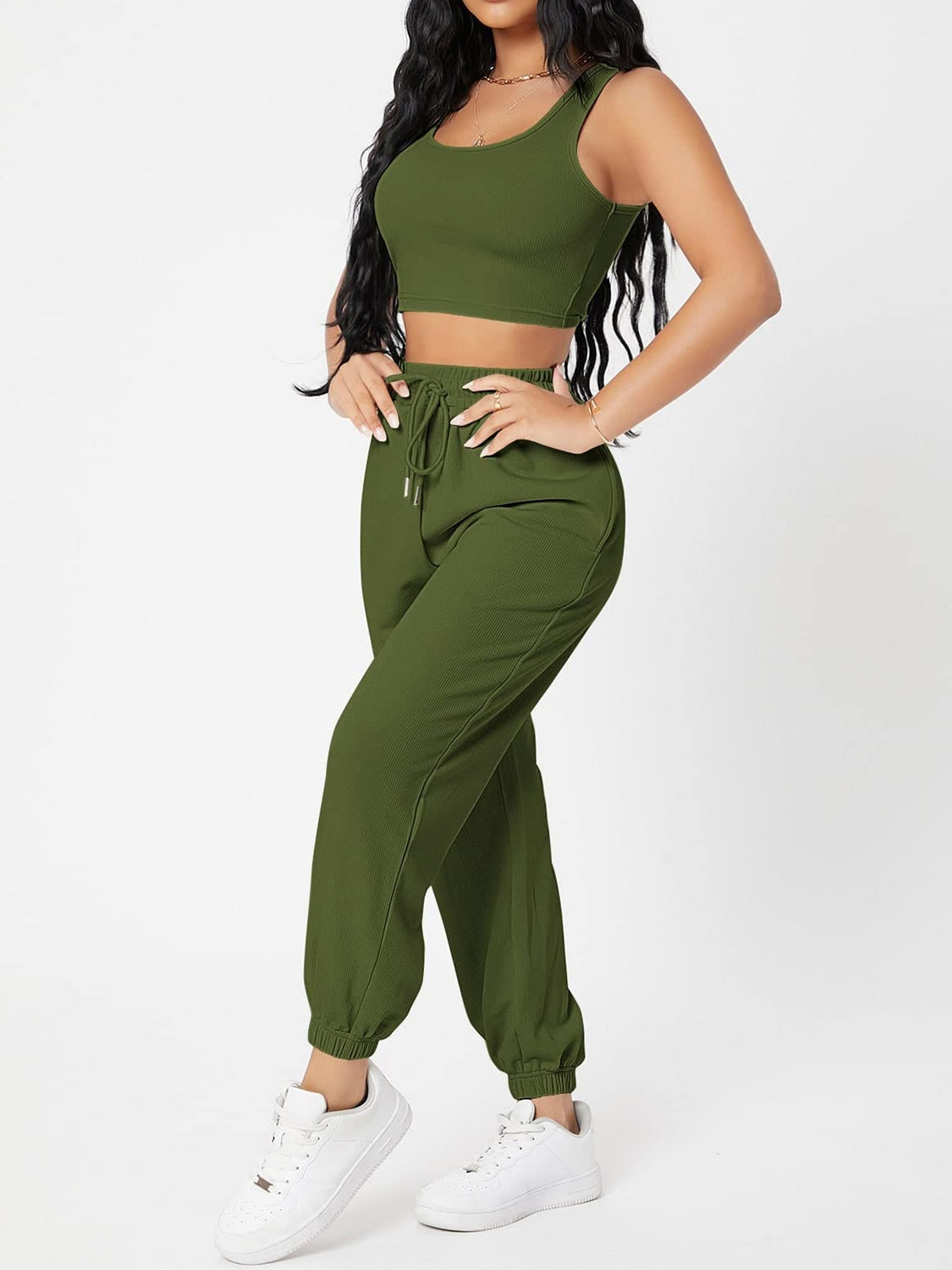 Activewear Top and Drawstring Joggers Set