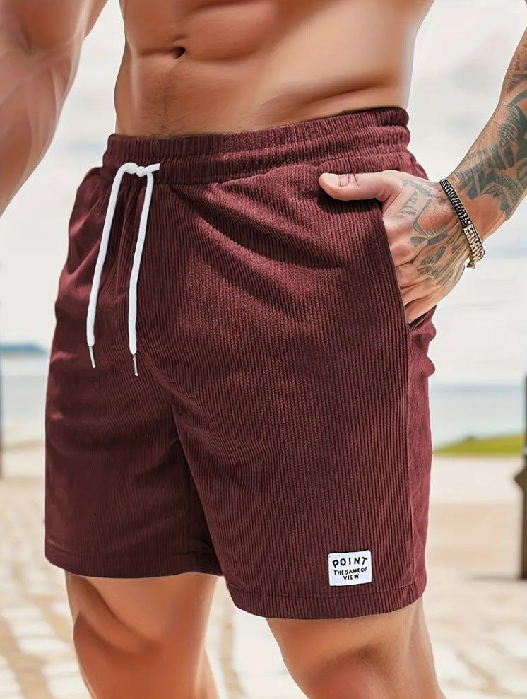 Lace-up Drawstring Corduroy Sports Short