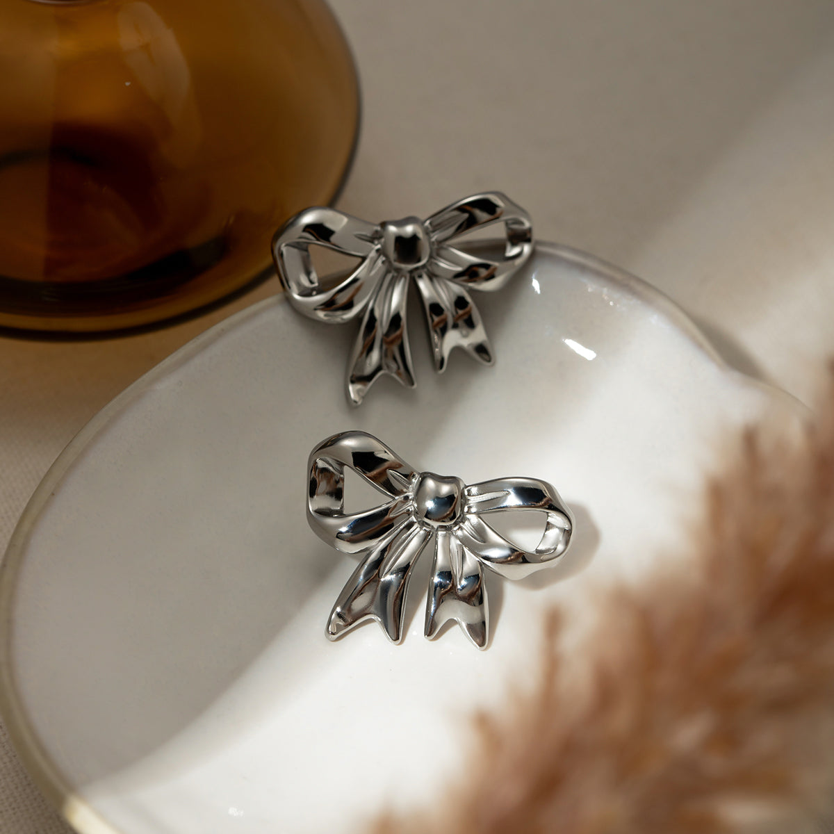 Silver Bow Earrings