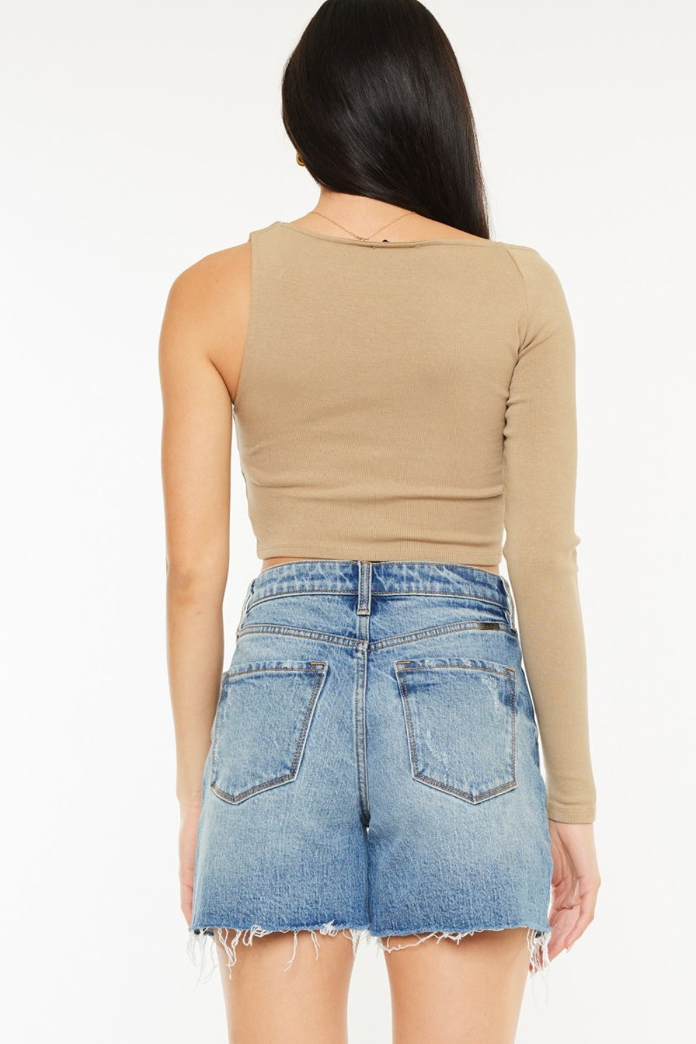 Raw Hem High Waisted Denim Shorts