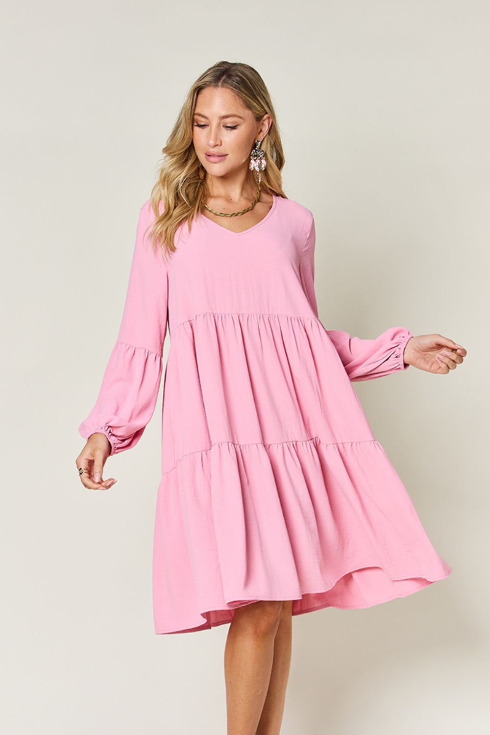 V-Neck Short Tiered Dress