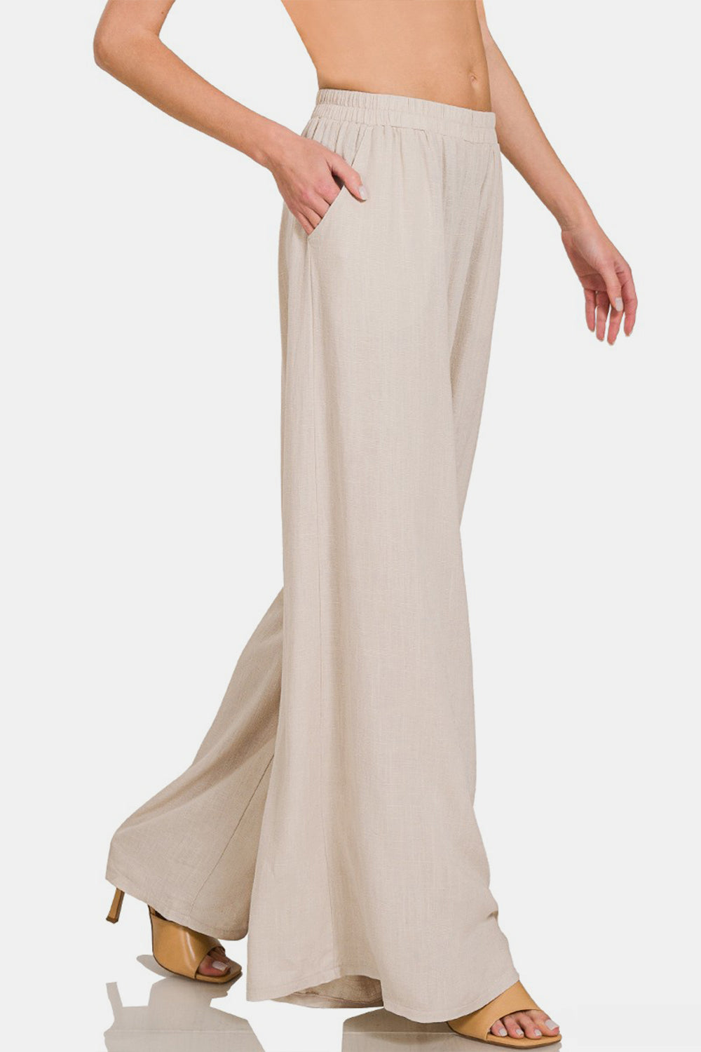 Pleated Linen Wide Leg Pants