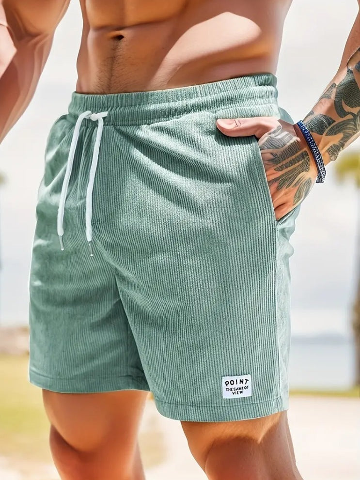 Lace-up Drawstring Corduroy Sports Short