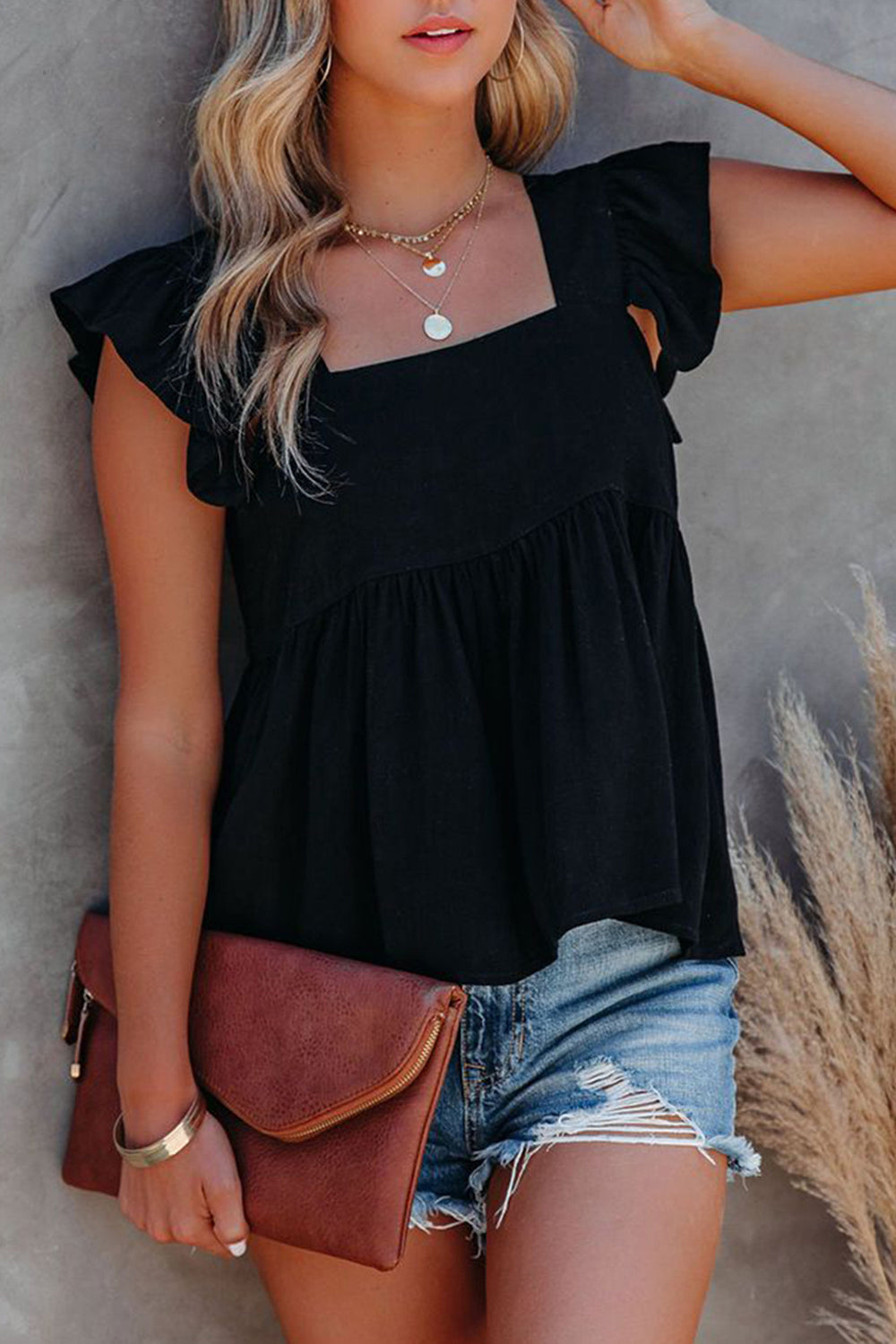 Ruffled Square Neck Blouse