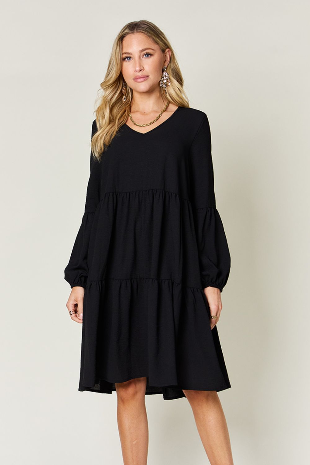 V-Neck Short Tiered Dress