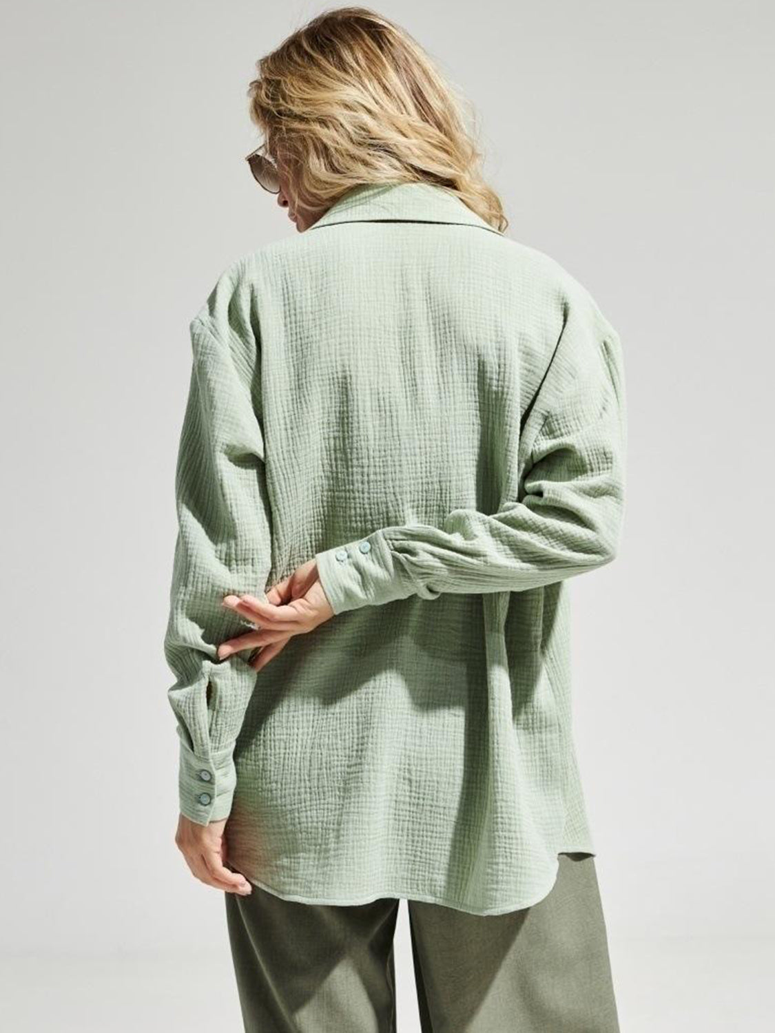 Textured Collared Long Sleeve Shirt