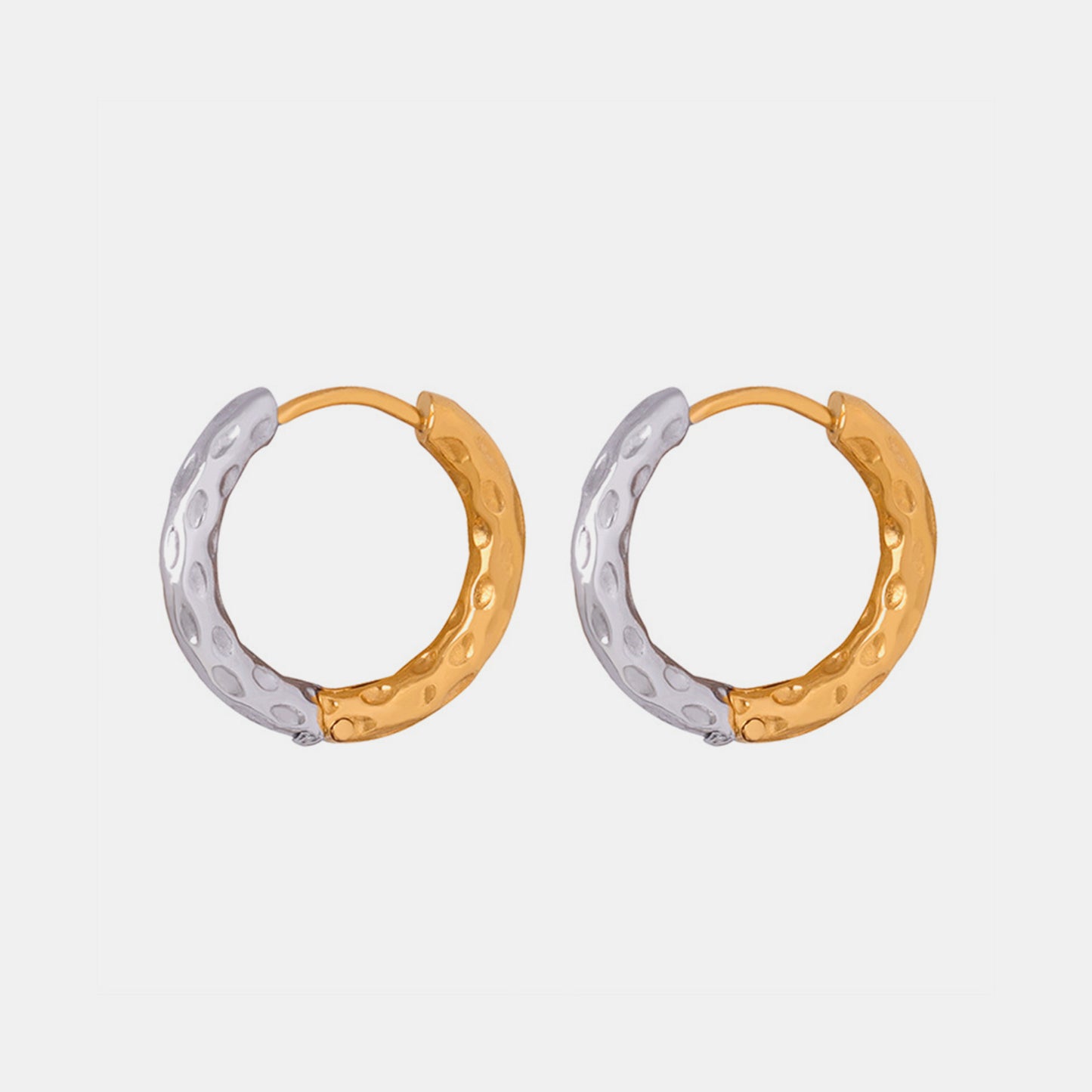 Mixed Metal Textured Huggie Earrings