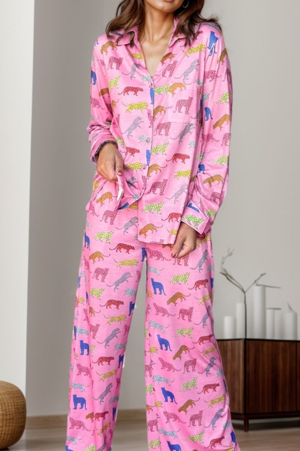 Crazy Animal Top and Pants PJ Set