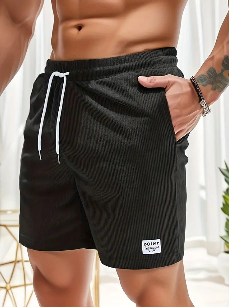 Lace-up Drawstring Corduroy Sports Short