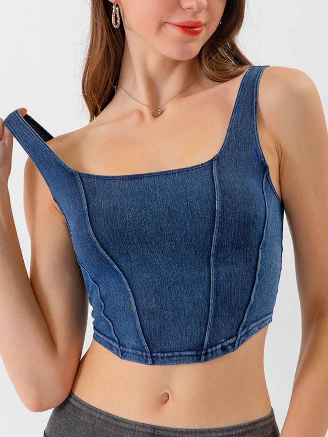 Cropped Denim Tank