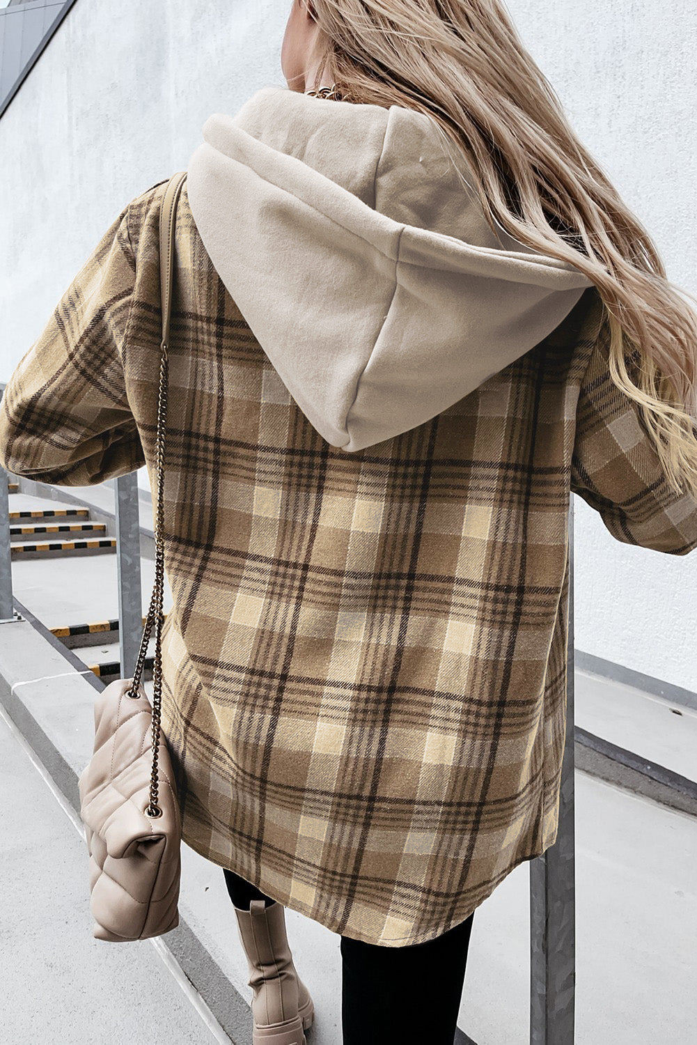 Casual Plaid Hooded Jacket